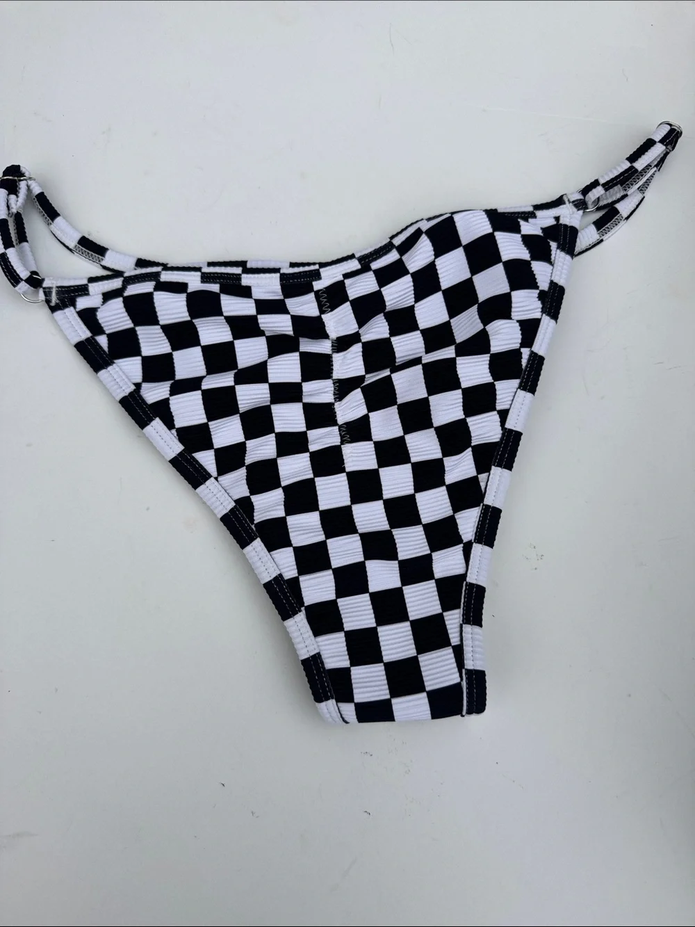 Salty Honey Women's Black & White Checkerboard high cut Bikini Bottom